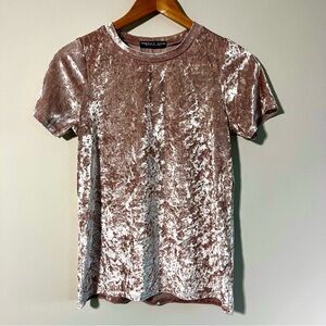 Vim Vixen Remy Ma Crushed Velvet Ice Pink Top Size Medium